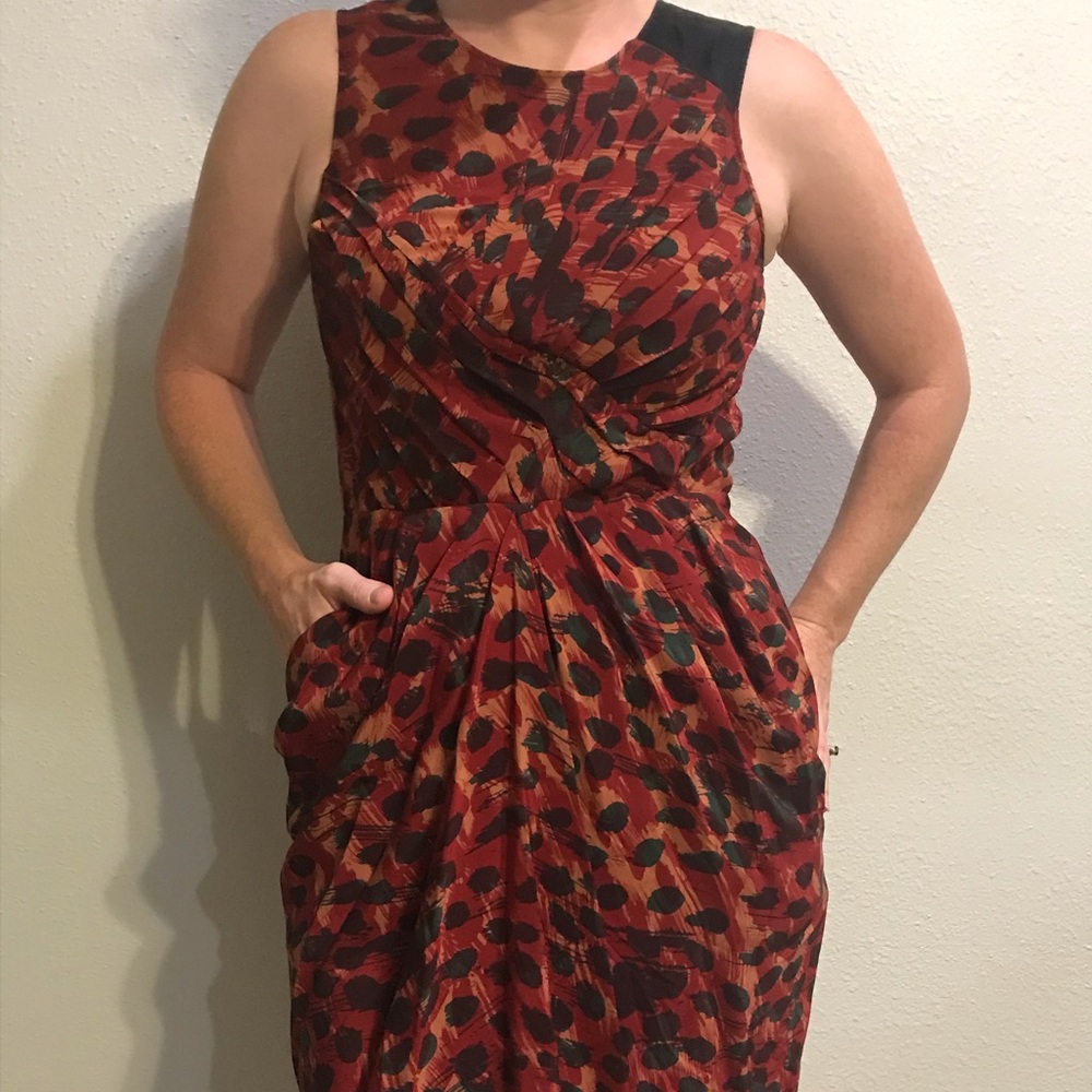 Whistles Silk Animal Print Midi Dress